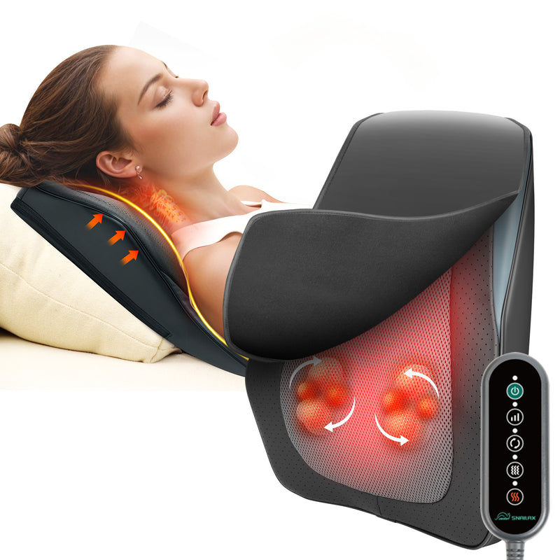 Snailax Back Massager for Back Pain Deep Tissue, Shiatsu Lower Back Neck Massager with Heat, Kneading Massage Pillow for Back Neck Shoulder - 128