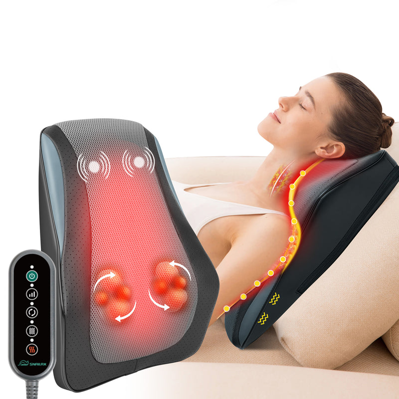 Snailax Back Massager for Back Pain Deep Tissue, Shiatsu Lower Back Neck Massager with Heat, Kneading Massage Pillow for Back Neck Shoulder - 128