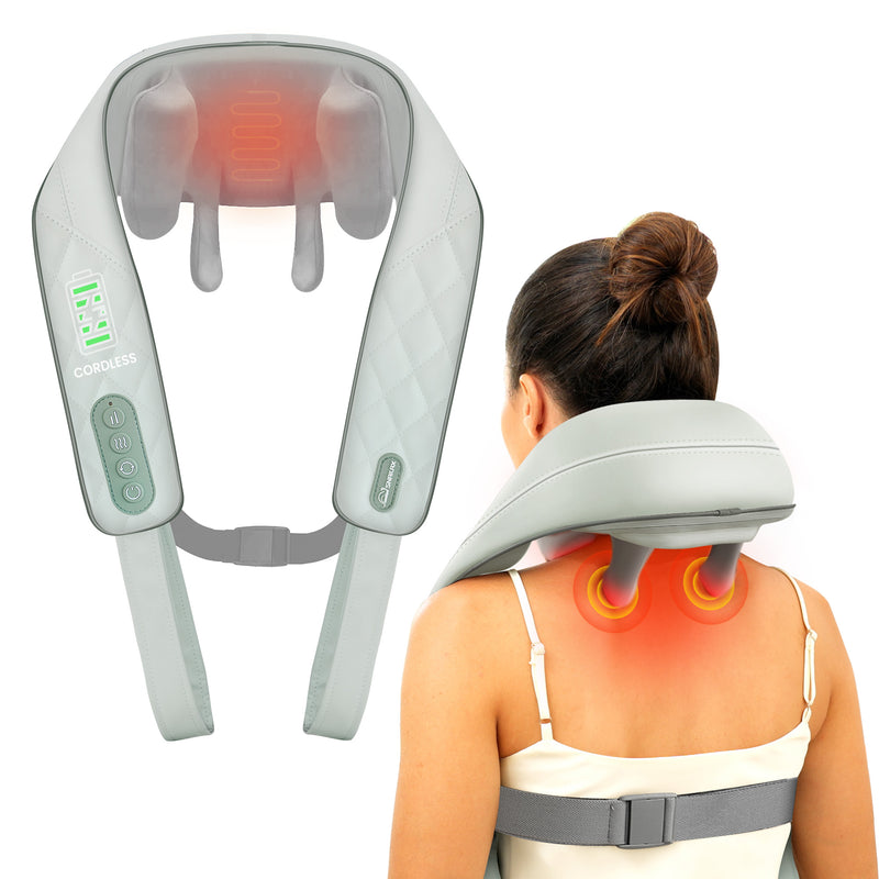 Snailax Cordless Neck Shoulder Massager with Heat, 4D Deep Tissue Kneading, Shiatsu Back Massager Pillow for Neck, Shoulder - 682