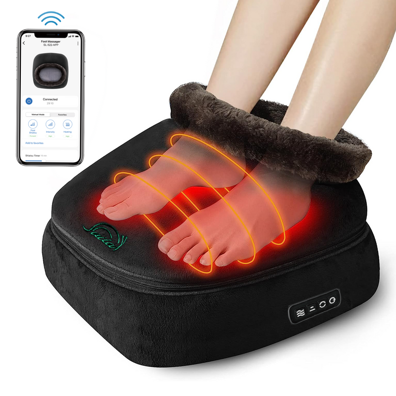 Snailax Shiatsu Foot Massager with Heat, Foot Warmer for Women & Men, Electrick Foot Massager Machine, Foot Heater Under Desk, Size 13 - 522