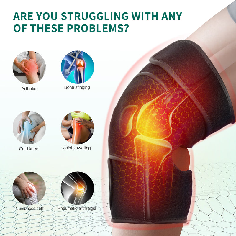 Cordless Graphene Vibration Knee Massager with 5 Adjustable Heat & 7 I