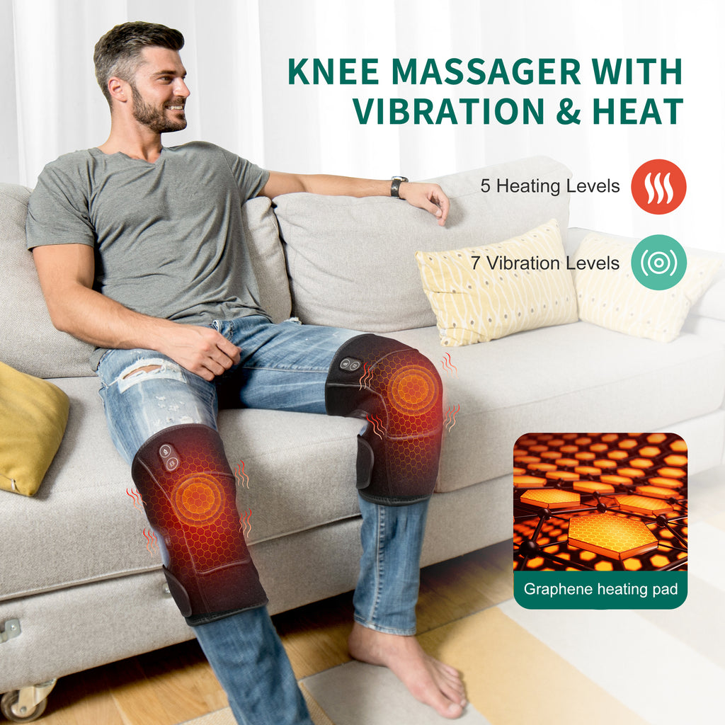 Electric Adjustable Heat and Vibration Knee Massager Heating Pad, with –  GizModern