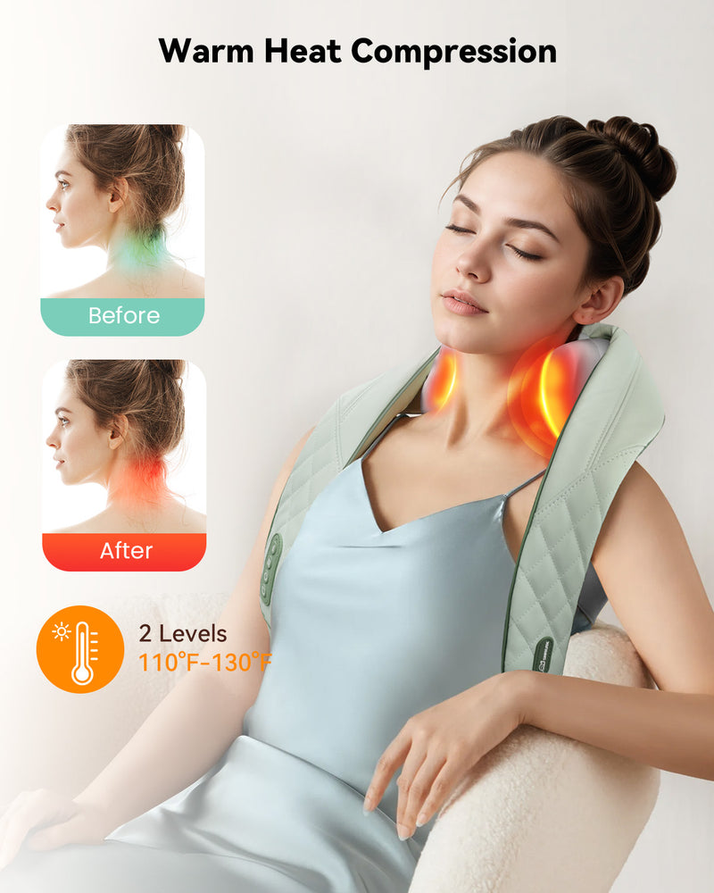 Snailax Cordless Neck Shoulder Massager with Heat, 4D Deep Tissue Kneading, Shiatsu Back Massager Pillow for Neck, Shoulder - 682