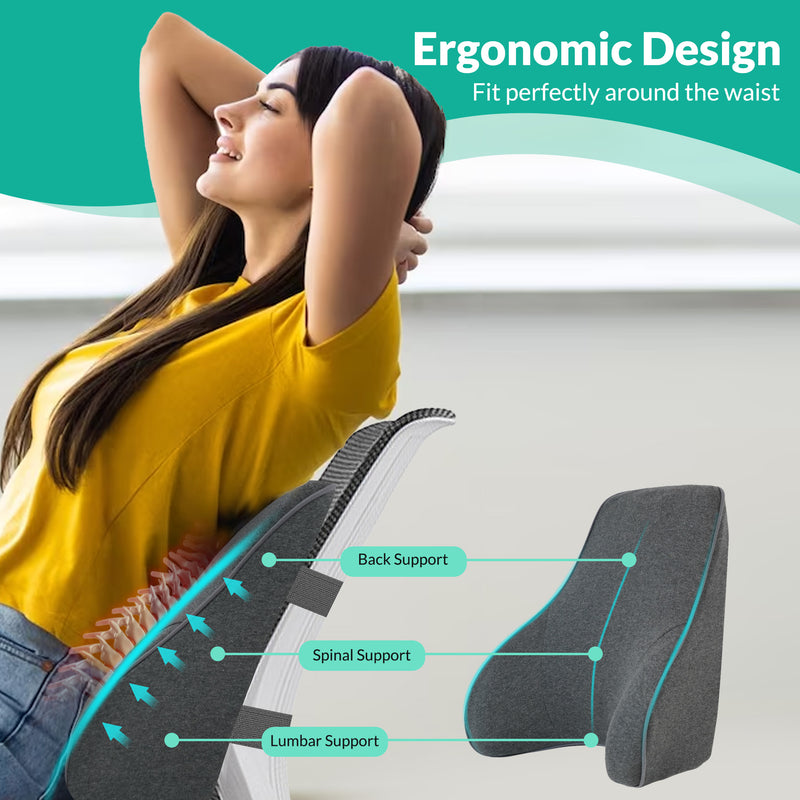 High Quality Car Cushion Set Memory Foam Car Lumbar Support Set Back Lumbar  Neck Pillow Seat Cushion for Driving Office Hom…