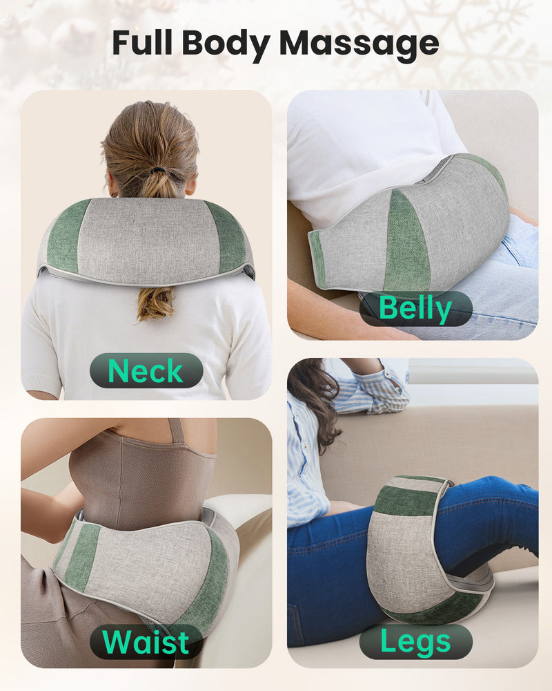 Snailax Shiatsu Neck and Shoulder Massager with Soothing Heat, Pillow Massage Pillow with Deep Kneading (Green) - 632U-GRN