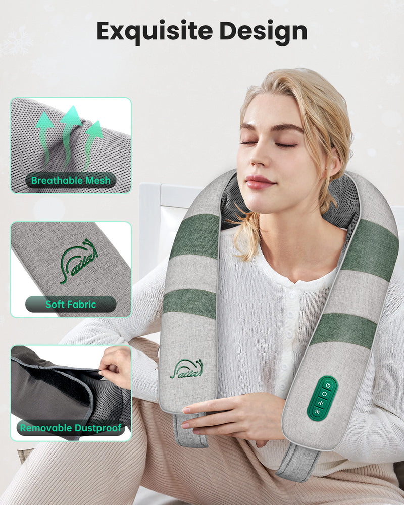 Snailax Shiatsu Neck and Shoulder Massager with Soothing Heat, Pillow Massage Pillow with Deep Kneading (Green) - 632U-GRN