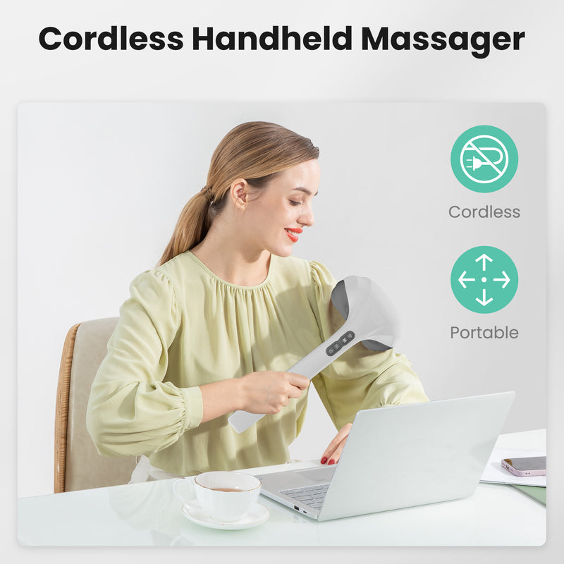 Cordless Handheld Back Massager with Heat,Deep Tissue Percussion Massager - 498GRY