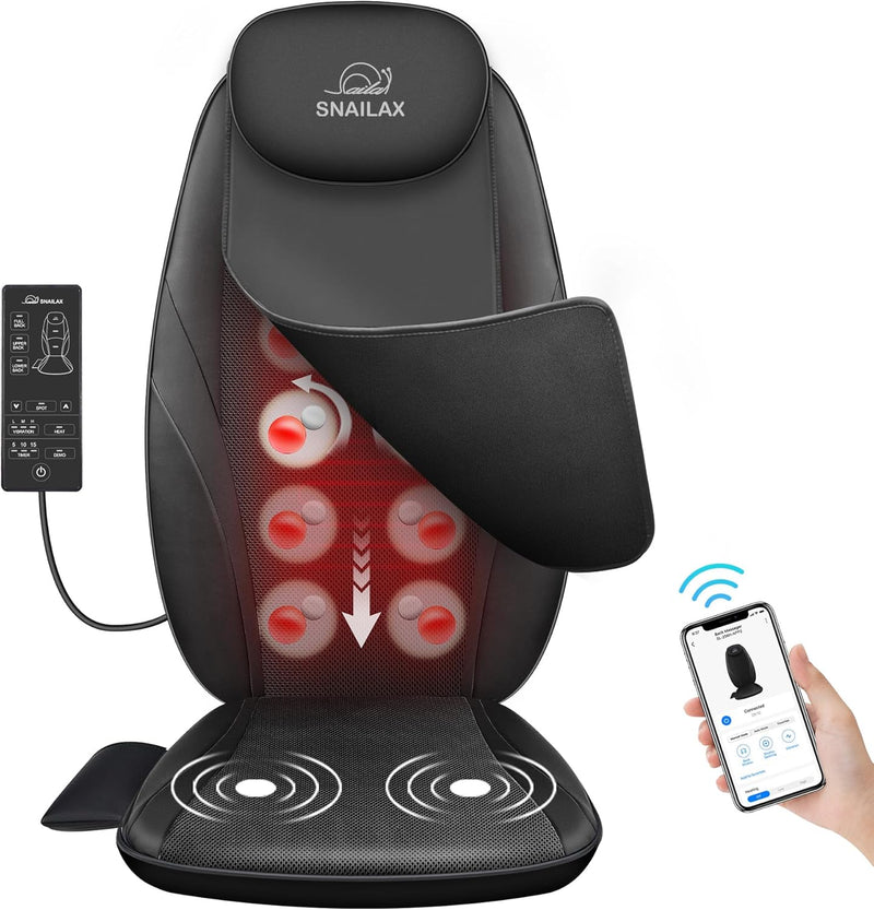 Snailax Shiatsu Massage Cushion with Heat Massage Chair Pad Kneading Back Massager -  256