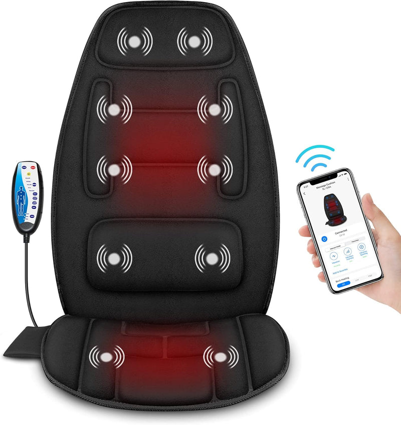 Snailax Vibration Back Massager with Heat, Seat Massager with 8 Vibrating Motors & 5 Modes - 126