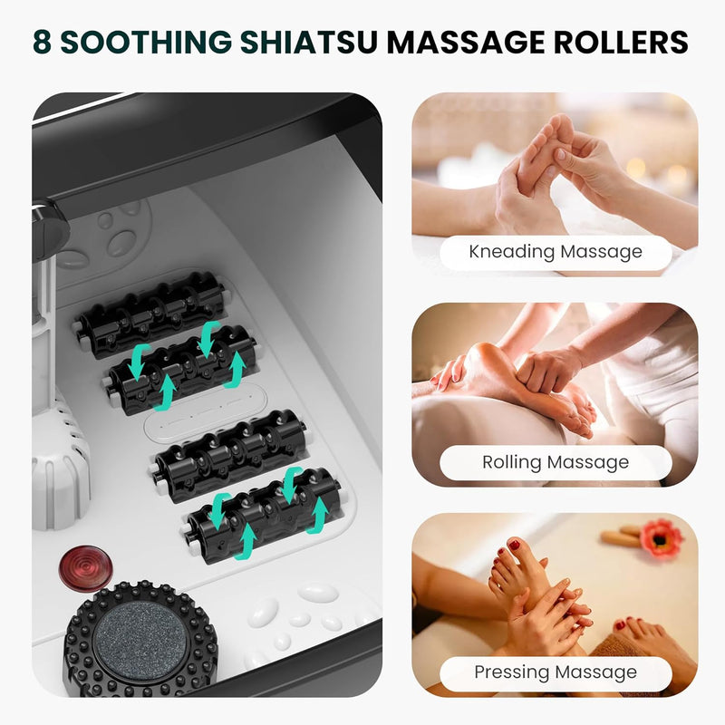 Snailax Foot massager Snailax Foot Spa with Heat, Foot Bath, Collapsible Foot Spa Bath Massager with 8 Massage Rollers, Temperature Control, Bubbles, Pumice Stone, Foot Soaking Tub, Pedicure Foot Spa