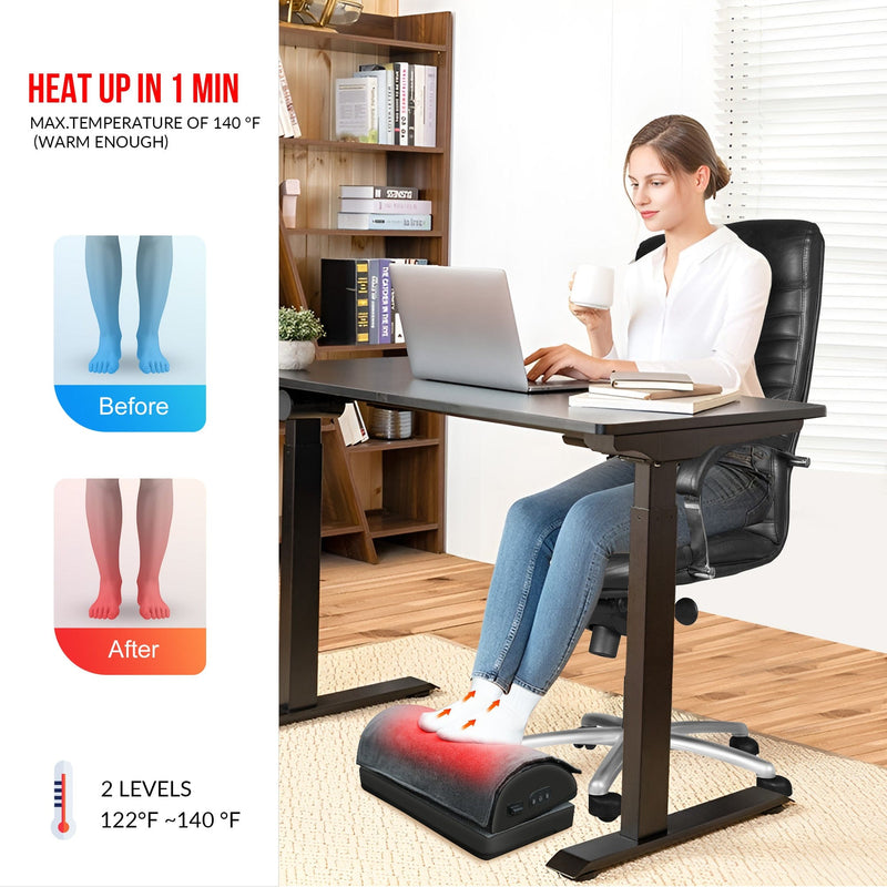 Snailax Foot massager Snailax Memory Foam Vibration Foot Massager with Heat Under Desk - 535