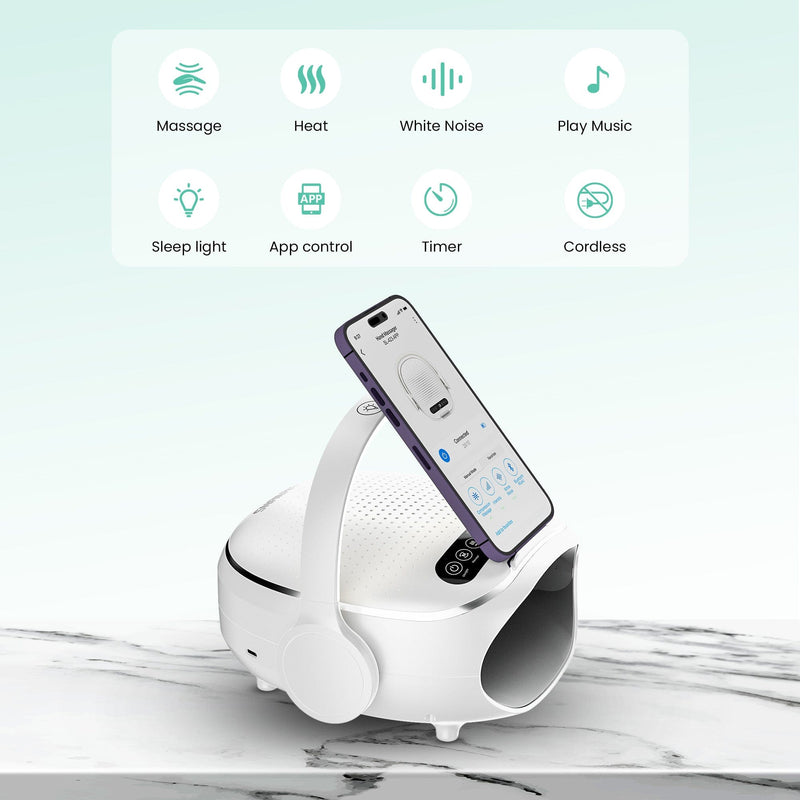 Snailax Handheld Massager Snailax Upgraded Hand Massager with Heat, Compression, Cordless Hand Massager TooL for Arthritis and Carpal Tunnel, White Noise Machine, Night Light, Bluetooth Speaker, App Control - 423