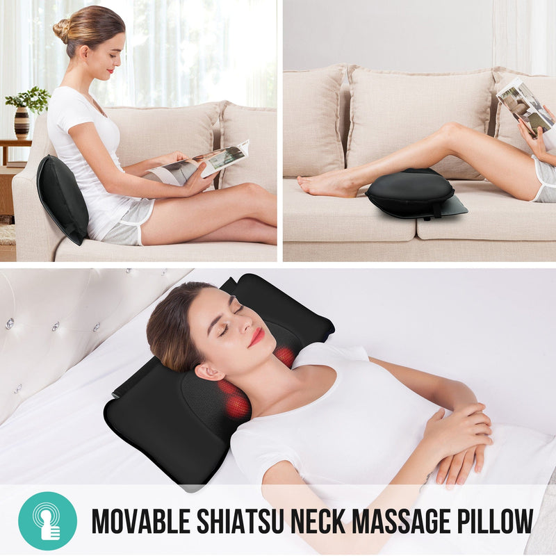 Snailax Massage Mat Snailax Full Body Heating Massage Mat & Movable Shiatsu Neck Massager Pillow - 336