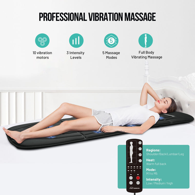 Snailax Massage Mat Snailax Full Body Massager Mat with 10 Vibration Motors & 4 Therapy Heating Pad - 339