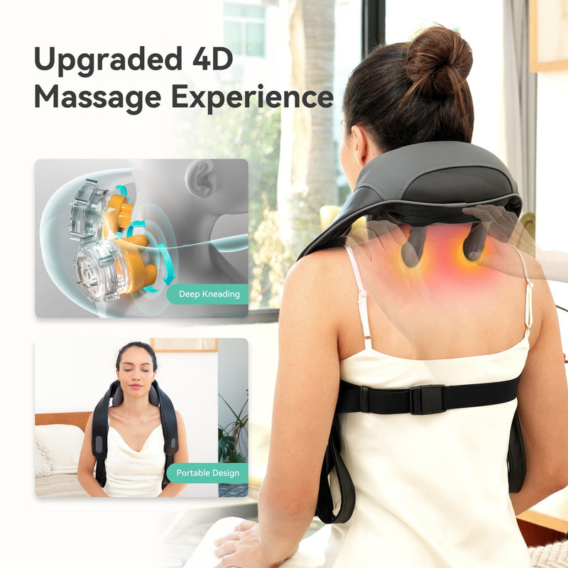 Snailax Neck Massager Snailax Upgarded 4D Deep Kneading Handheld Cordless Neck & Back Massager with Bandage - 681