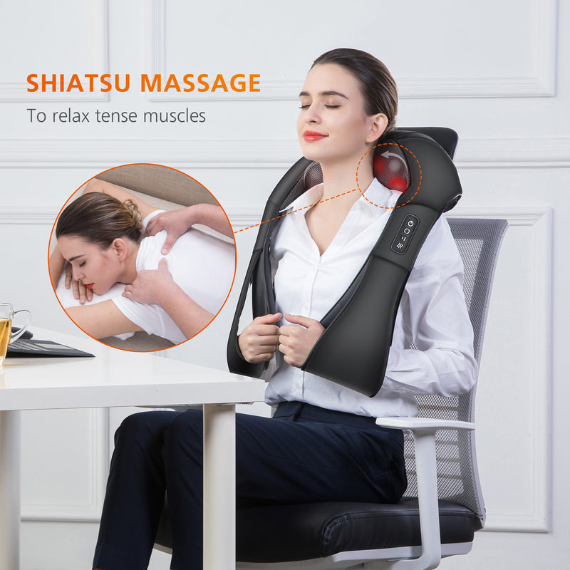 Shiatsu Neck Shoulder Massager Electric Back Massage with Heat