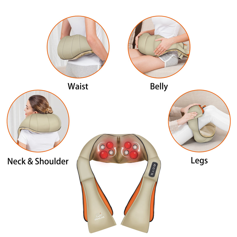 Snailax Cordless Neck Massager, Shiatsu Back Shoulder Massager with Heat,  Portable Rechargeable Mass…See more Snailax Cordless Neck Massager, Shiatsu