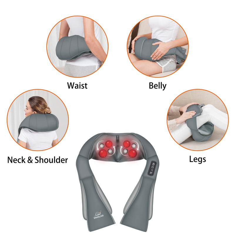 Snailax Cordless Neck Back Massager - Shiatsu Neck and Shoulder Massager with Heat (Khaki) - 632NC-K