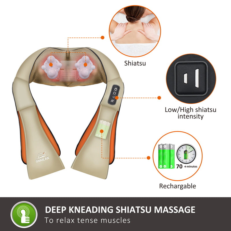 Snailax SL-632NC Shiatsu Neck, Shoulder & Back Massager with Heat