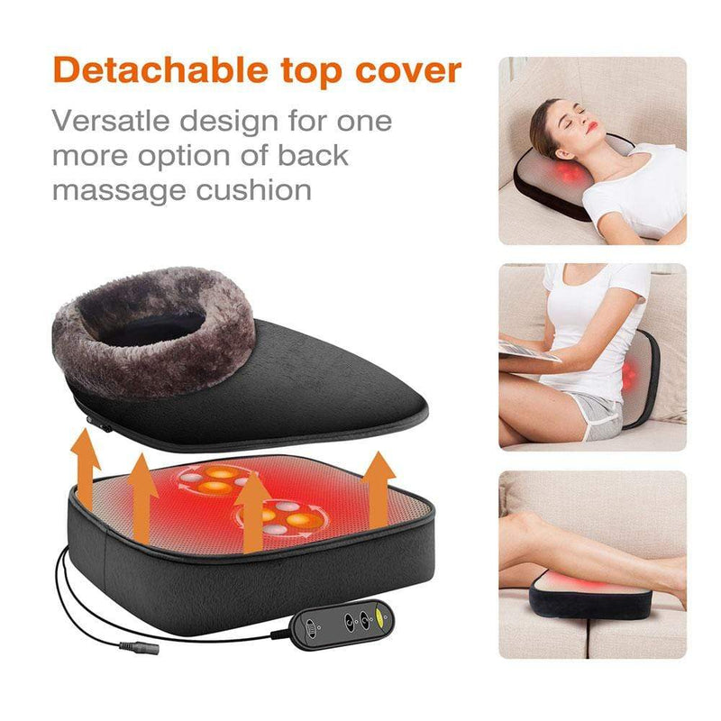 Belmint Seat Cushion Massager with Shiatsu Vibration + Soothing Heat for Back