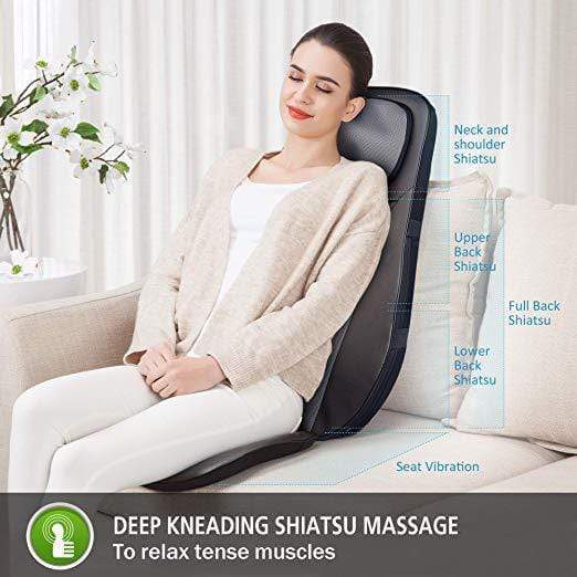  Shiatsu Deep Kneading Back Massager - 12 Rolling Nodes