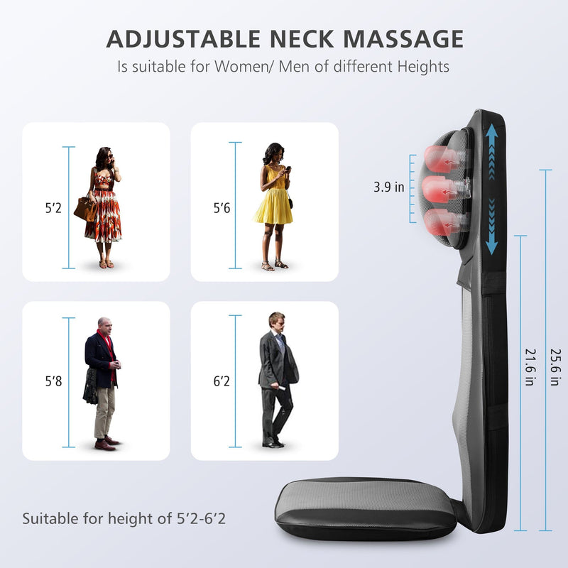 Snailax Neck & Full Back Shiatsu Massager with Heat-233G