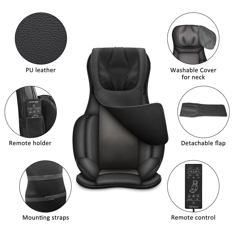 Snailax Shiatsu Neck and Back Massager with Heat, Deep Kneading Massage  Chair Pad, Seat Cushion Massager with Gel, Gifts