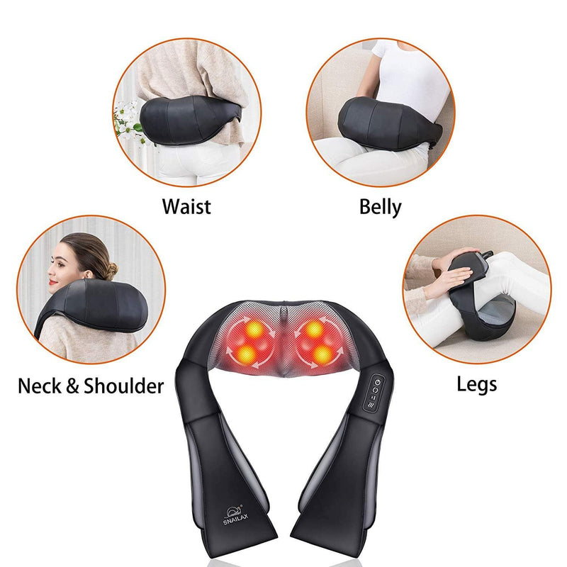 Snailax Shiatsu Portable Neck Massager with Heat, Deep Kneading Shoulder  Massager Pillow, Back Massager Pillow, Gift 