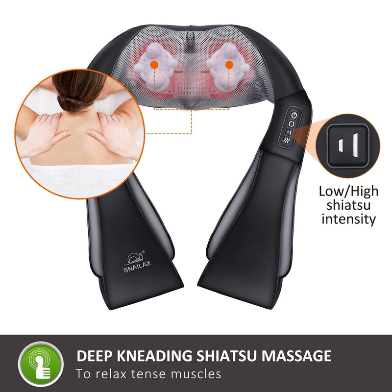Snailax Shiatsu Neck Back Massager - 3D Deep Kneading Massage Pillow with  Heating Function, Electric…See more Snailax Shiatsu Neck Back Massager - 3D